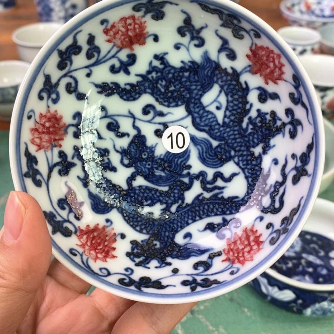 瓷片景德镇手绘陶瓷青花釉里红