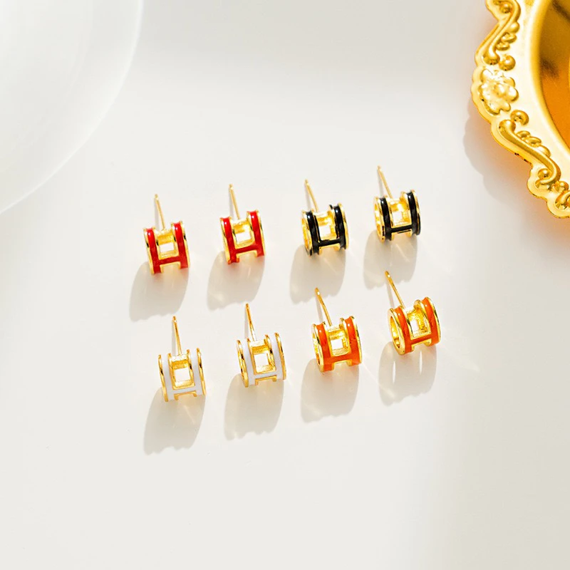 钛钢耳饰 精品h字母耳饰女耳环2025新款简约小巧个性时尚钛钢耳钉