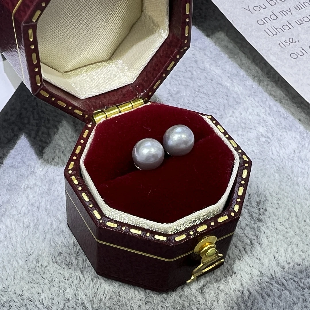 【短发七七】s925银 海水akoya真多麻珍珠耳钉5-6mm