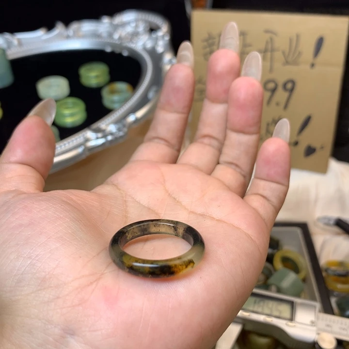 是***~合金蛇纹石玉戒指