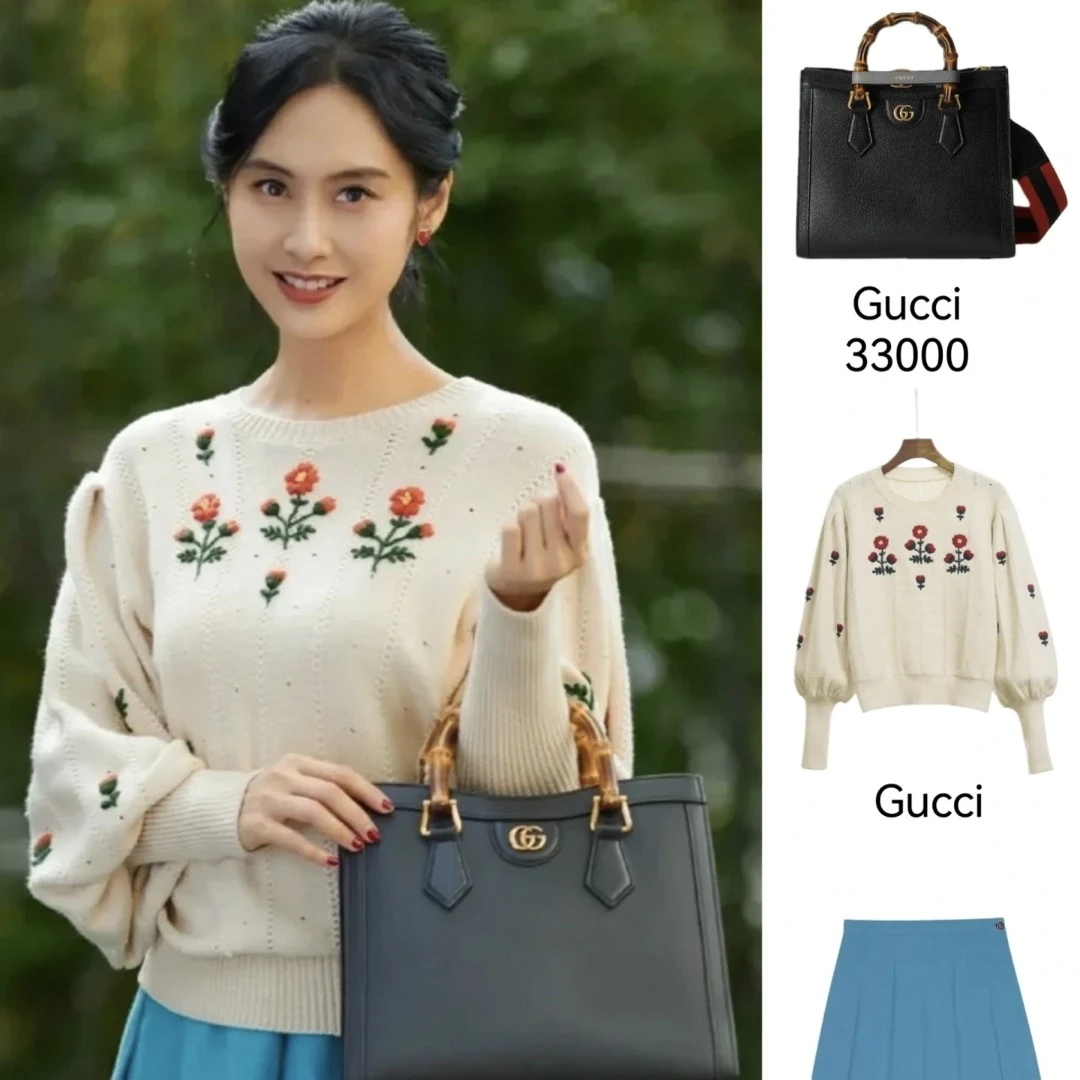 99新 GUCCI/古驰 米色花朵刺绣毛衣 XS码 GM001938