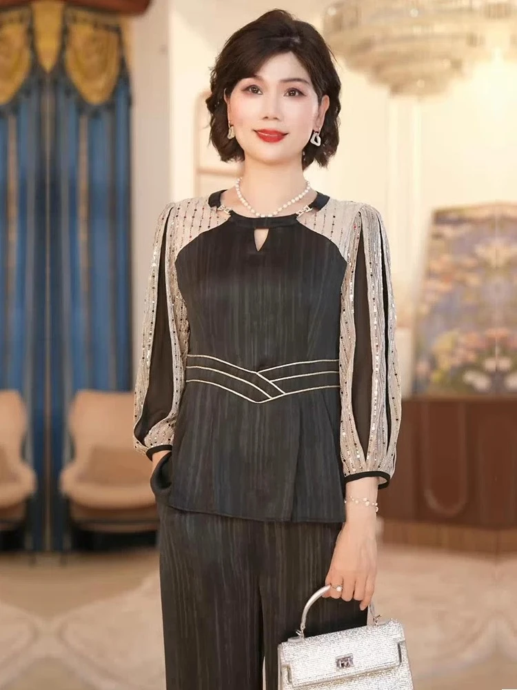 【直播现货】优雅妈妈春季两件套时尚减龄宽松洋气春秋显瘦休闲套装