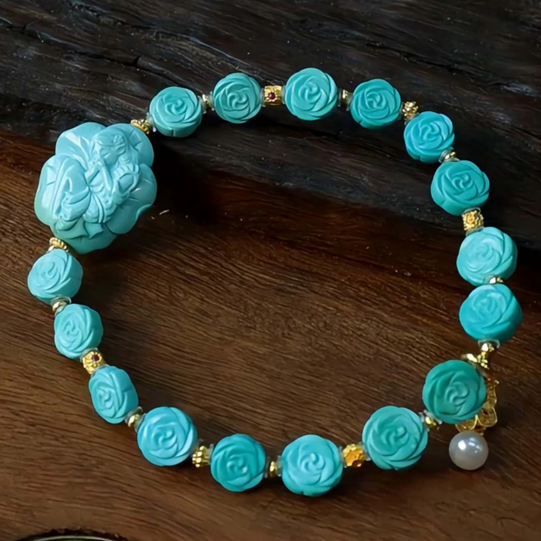 霖泽|绿松石蝴蝶仙子玫瑰花S925银手链LZ2025072501