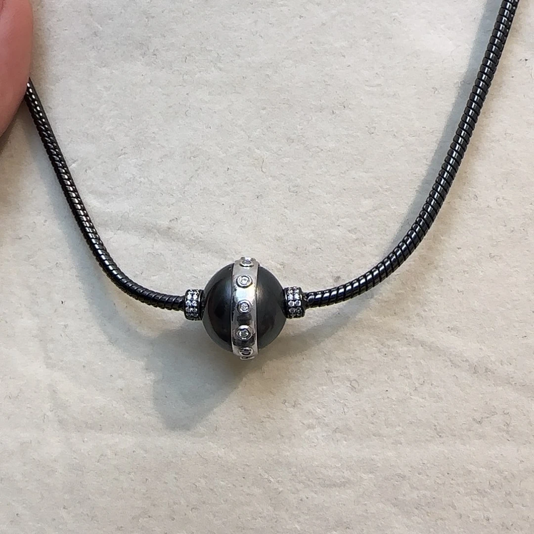 银S925镶嵌海水珍珠颈饰