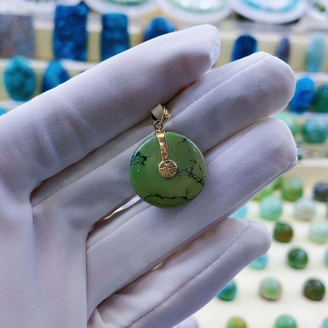 绿松石挂件18K金镶嵌