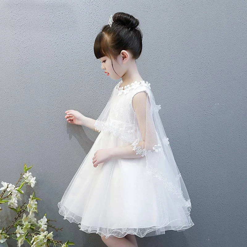 女童连衣裙披肩公主裙2025夏季新款超仙洋气白色网纱裙六一演出服
