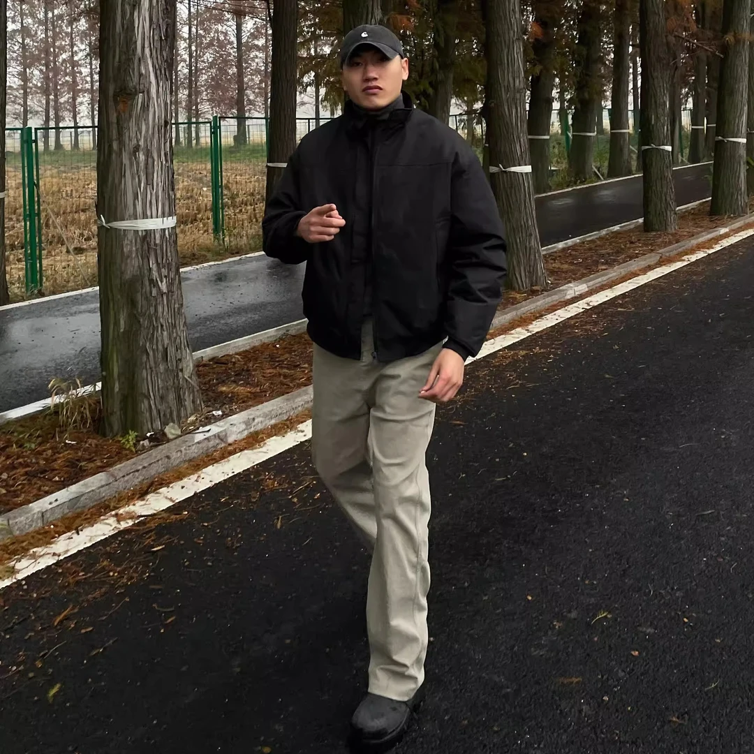 VALVOELITE加厚休闲裤秋冬斜纹弹力美式直筒水洗新款硬汉板正长裤