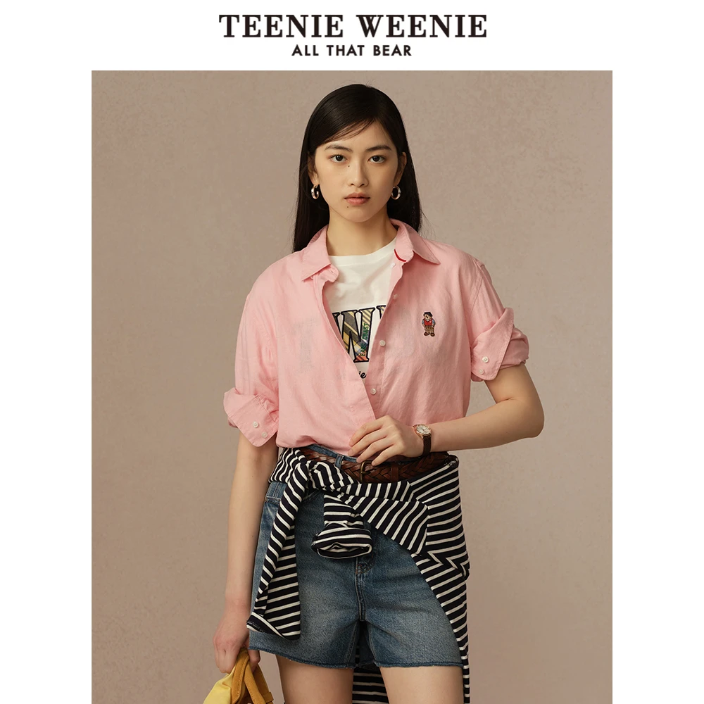 **【亚麻】TeenieWeenie小熊衬衫25夏清新多巴胺衬衣女TTYW256507H