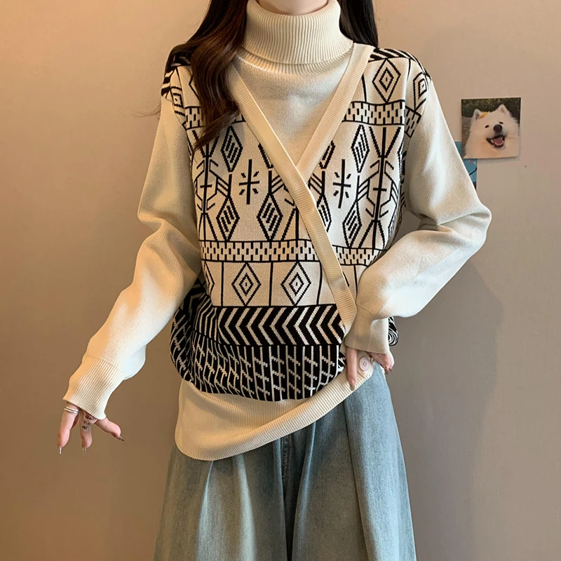 6882大码女装2024秋装新款洋气高领针织衫胖mm宽松加厚毛衣打底衫