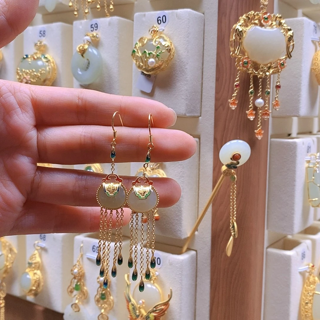 和田玉颈饰银S925镶嵌