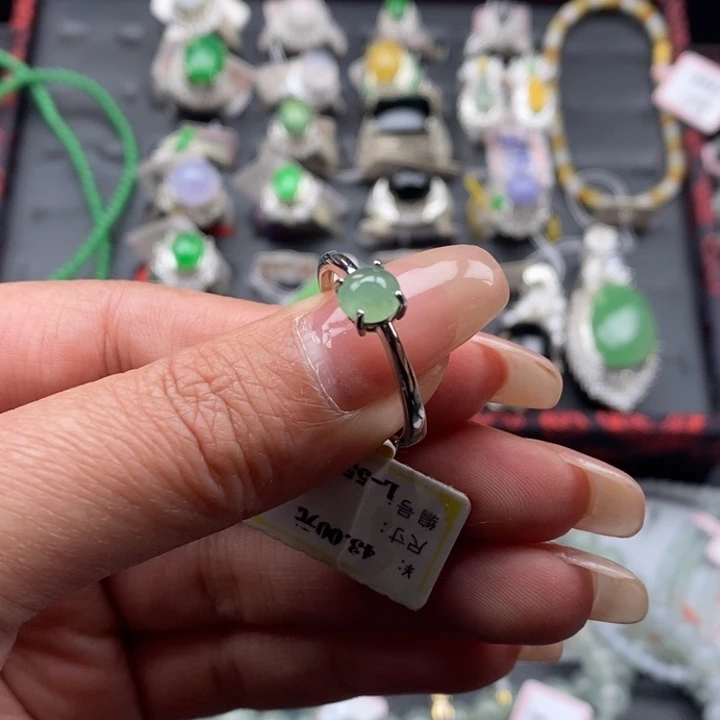 翡翠吊坠(不含链)银S925镶嵌35
