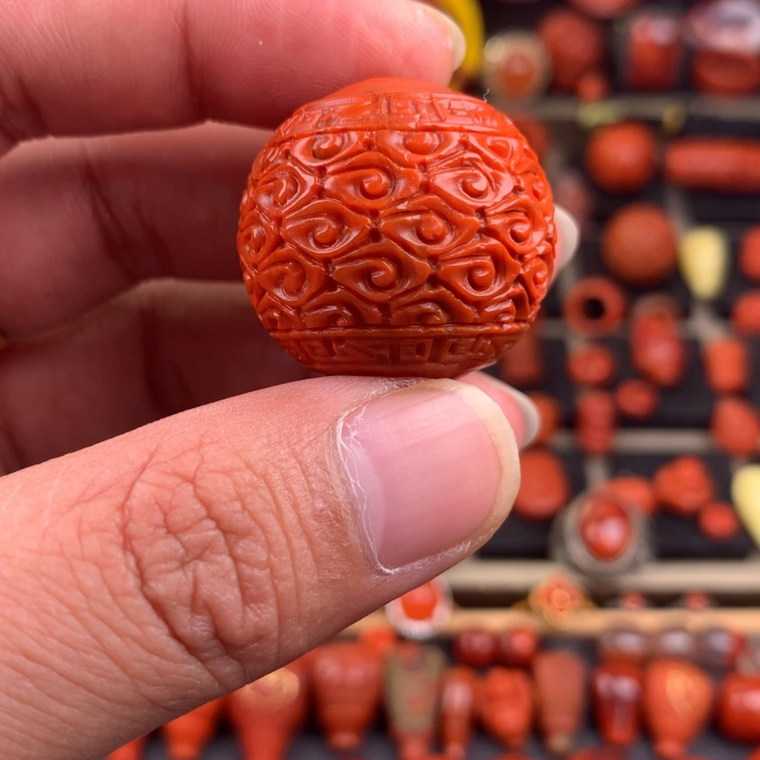 南红玛瑙未镶嵌云纹大单珠28