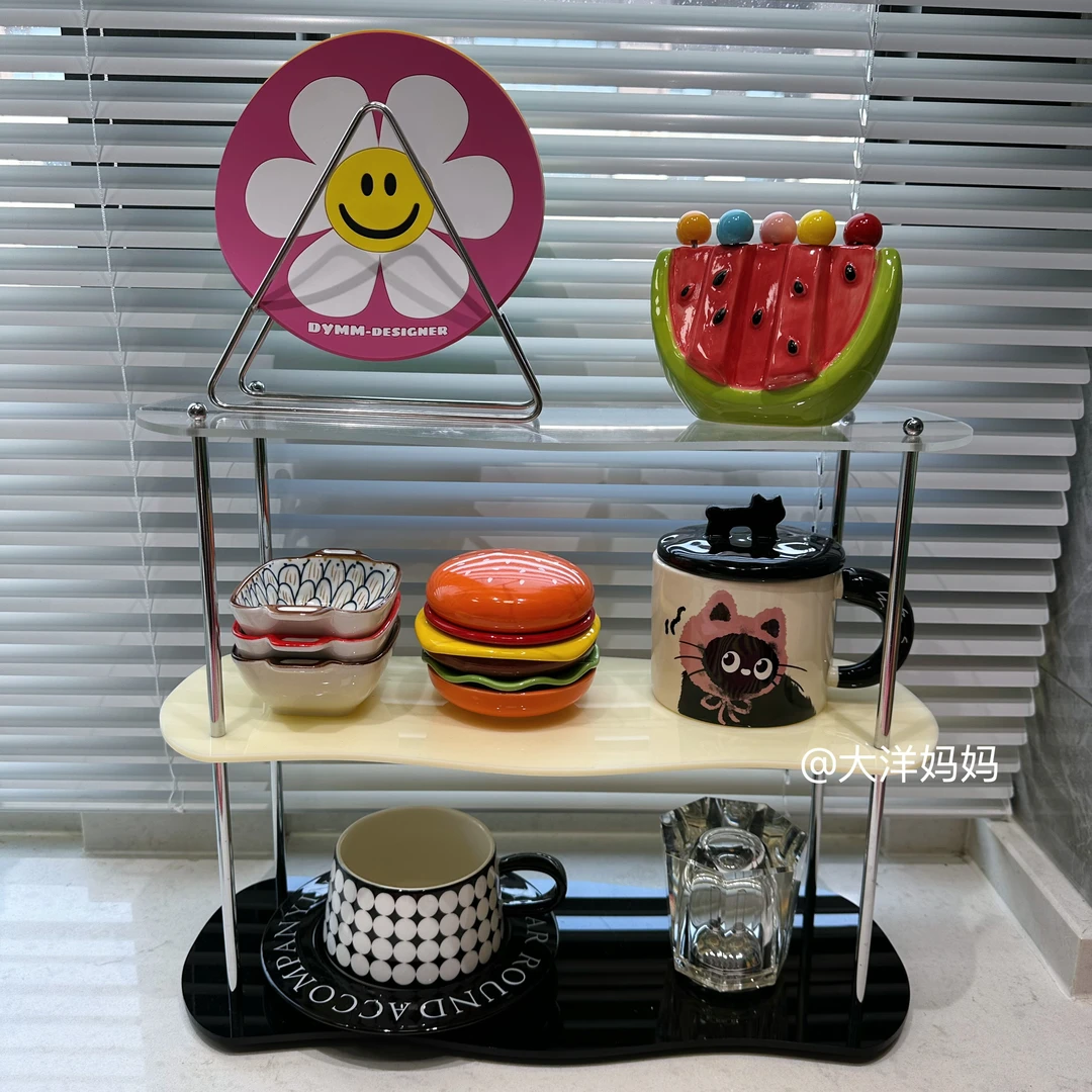 杯架置物架卫生间浴室台面收纳架北欧轻奢透明创意双层简约亚克力