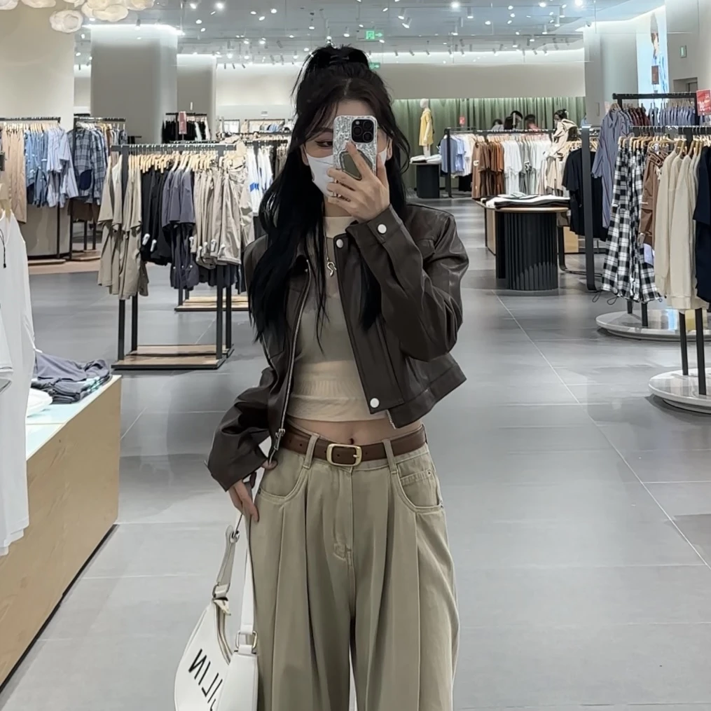 2025春装新品短外套皮衣修身短款