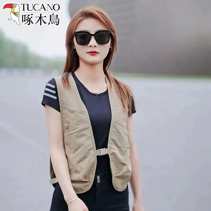 夏季新款工装多口袋马甲男女款休闲百搭户外机能背心速干轻薄外套