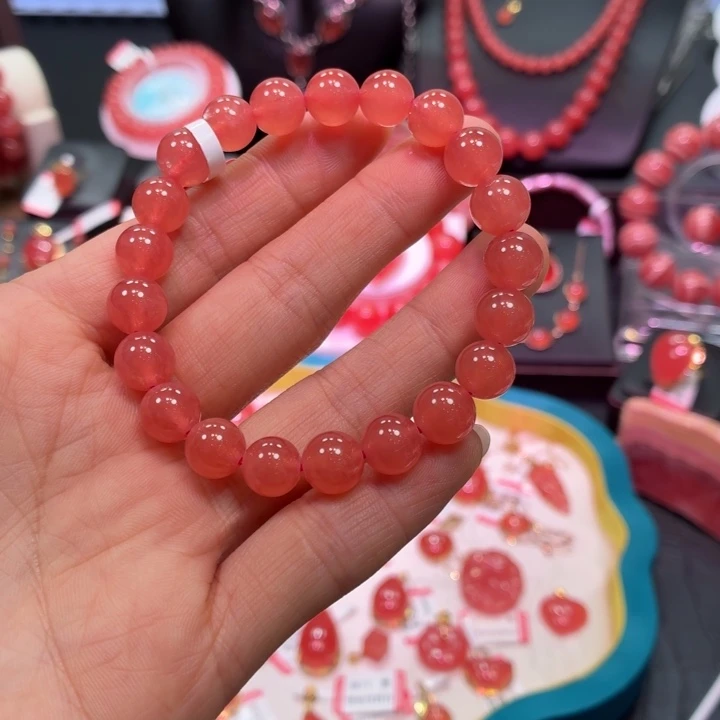 菱锰矿（红纹石）未镶嵌手串