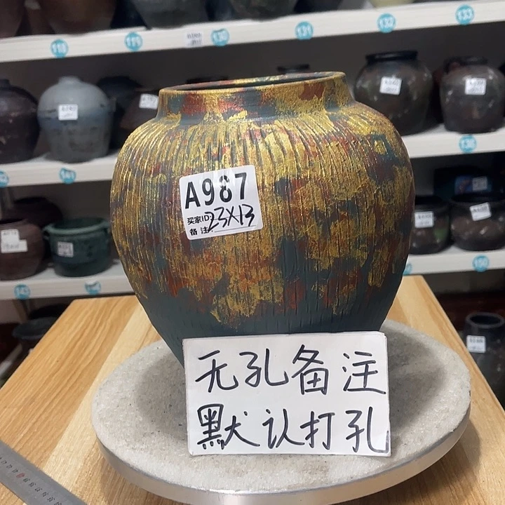 红陶手工制作工艺花盆