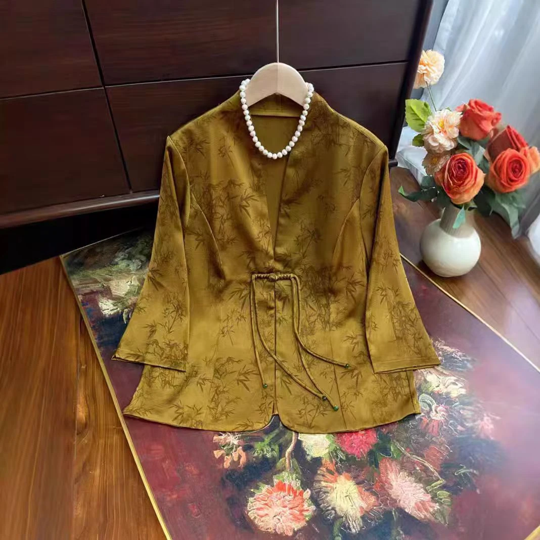 新款25250高端国风提花西装早秋新品复古盘扣流苏优雅气质外套