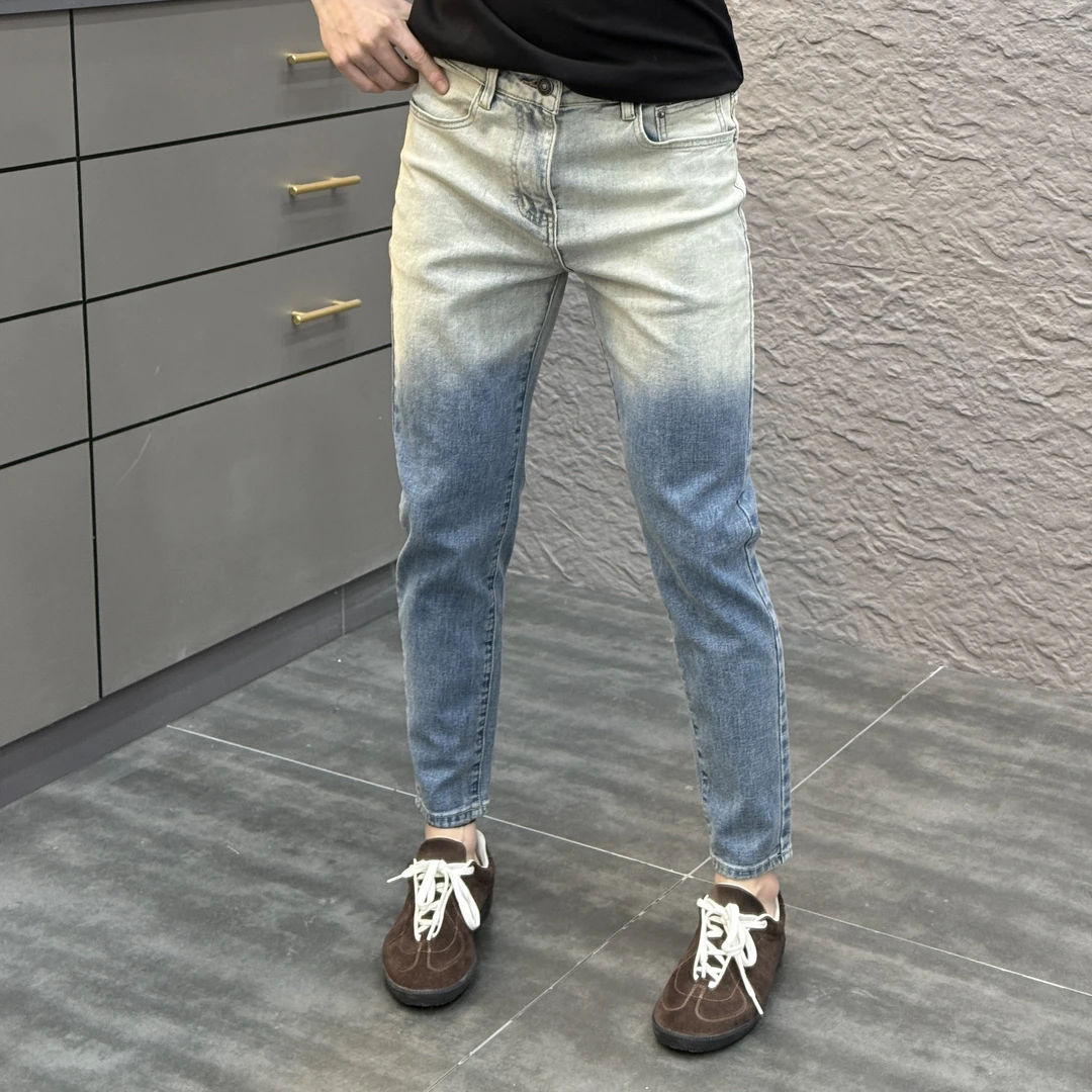 2025春季新款时尚休闲百搭净版渐变男士小脚牛仔裤YC6218