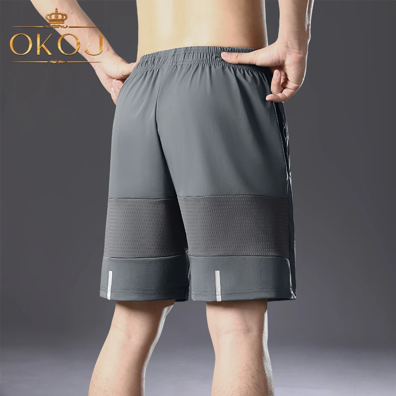 OKOJ跑步裤男速干短裤冰丝透气夏季薄款拉链口袋户外休闲运动裤子