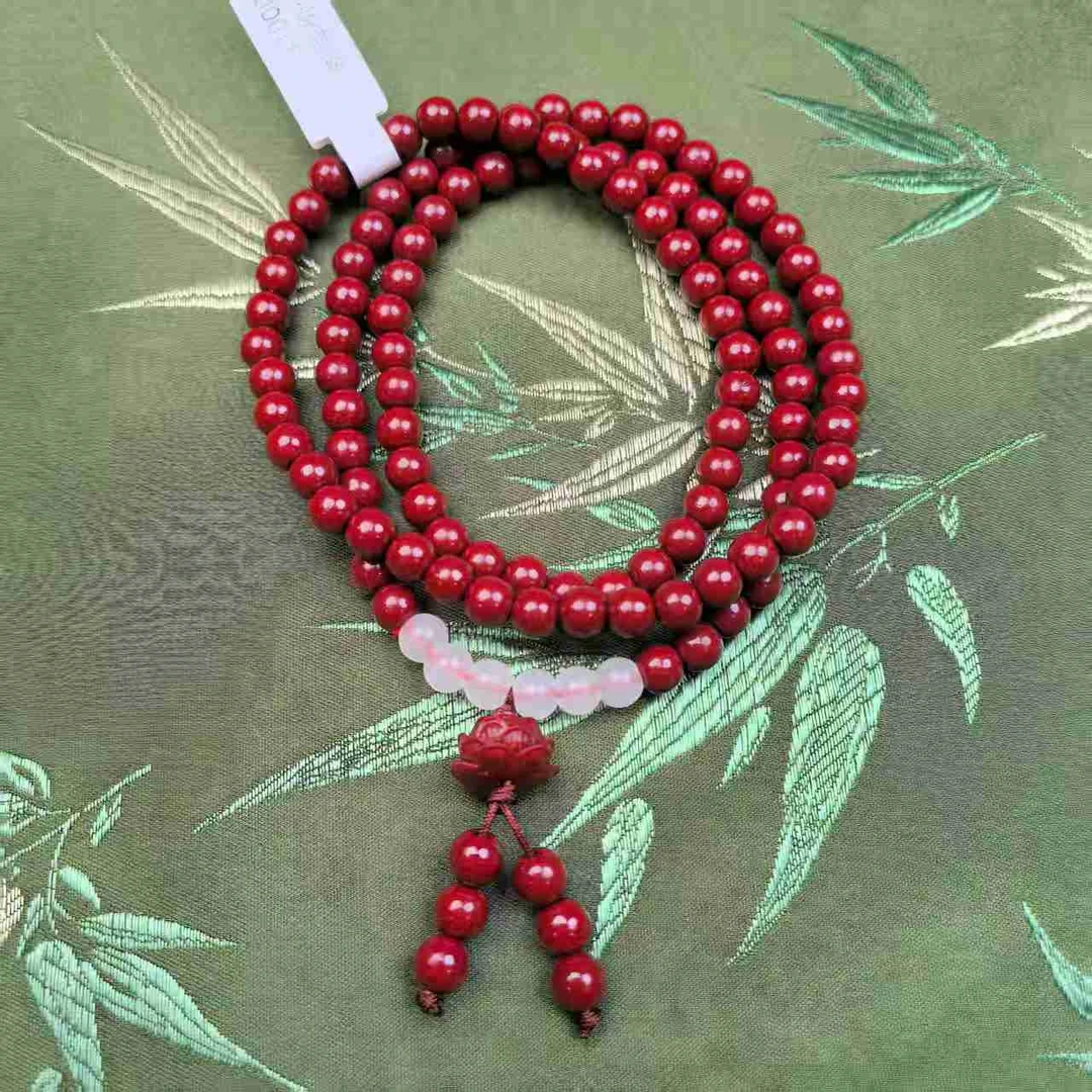 含辰砂工艺品S1000-朱砂莲花手串（无礼盒）