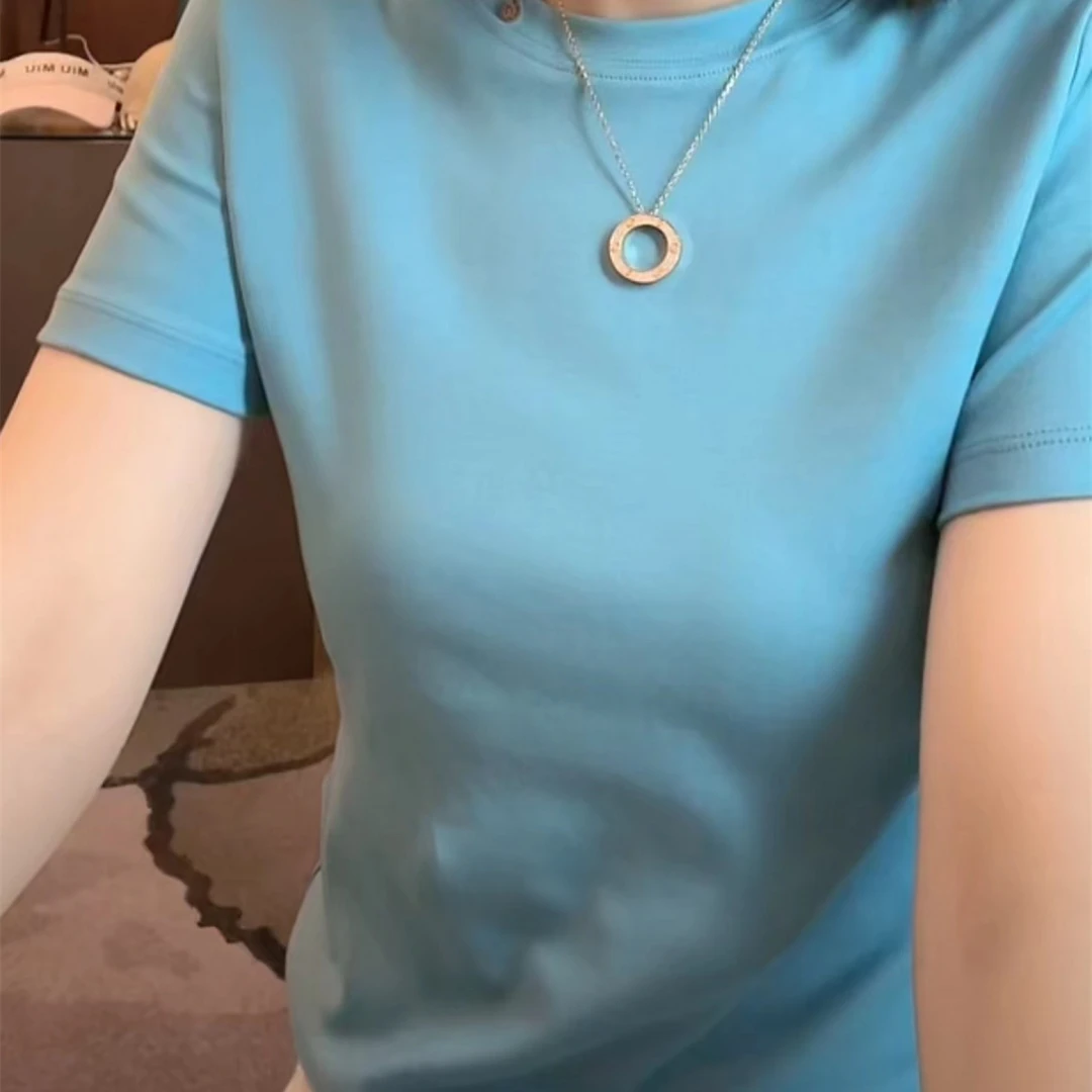 雪姐服饰「瘦瘦T」夏季显瘦纯色净版圆领短袖简约百搭T恤