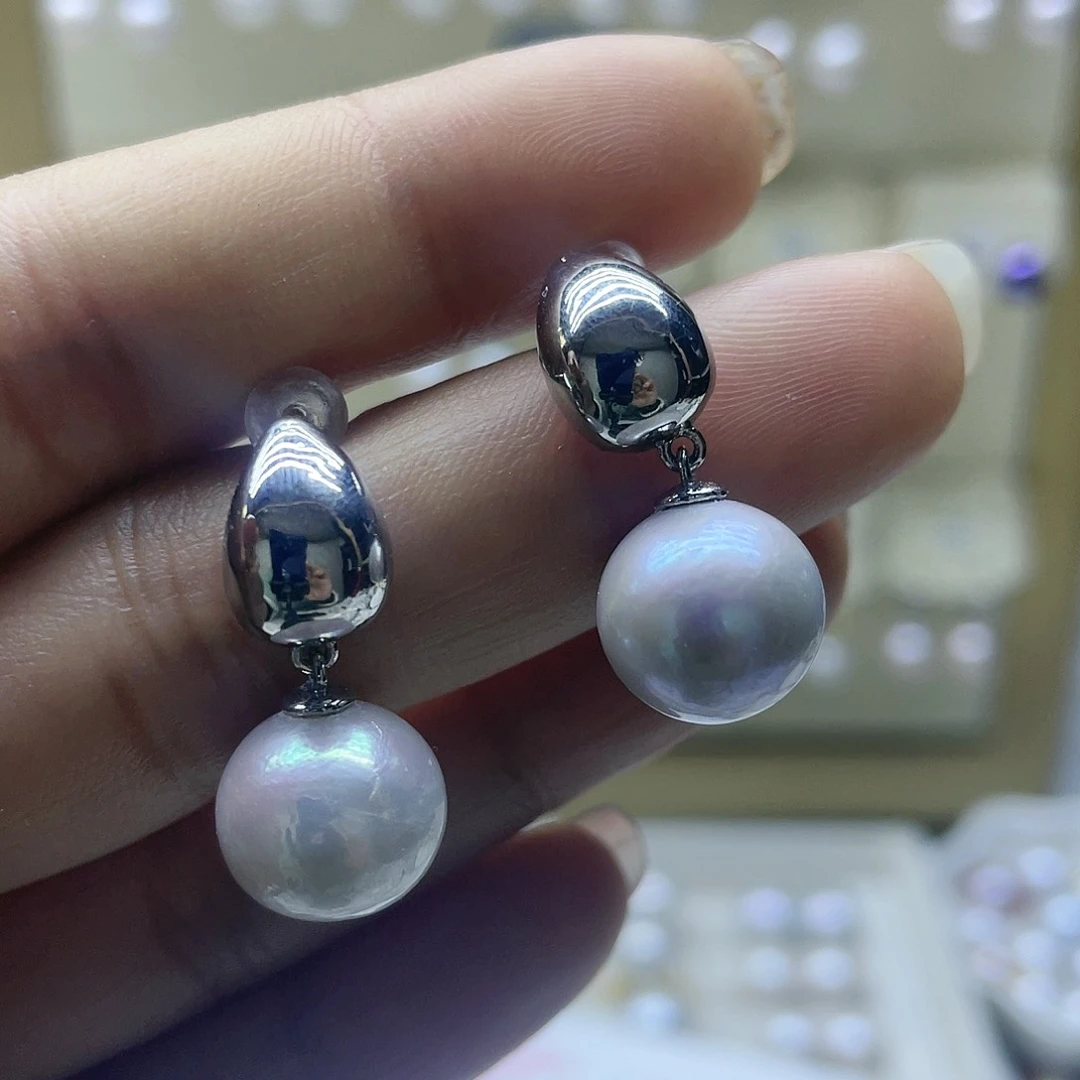 淡水珍珠耳饰银S925镶嵌