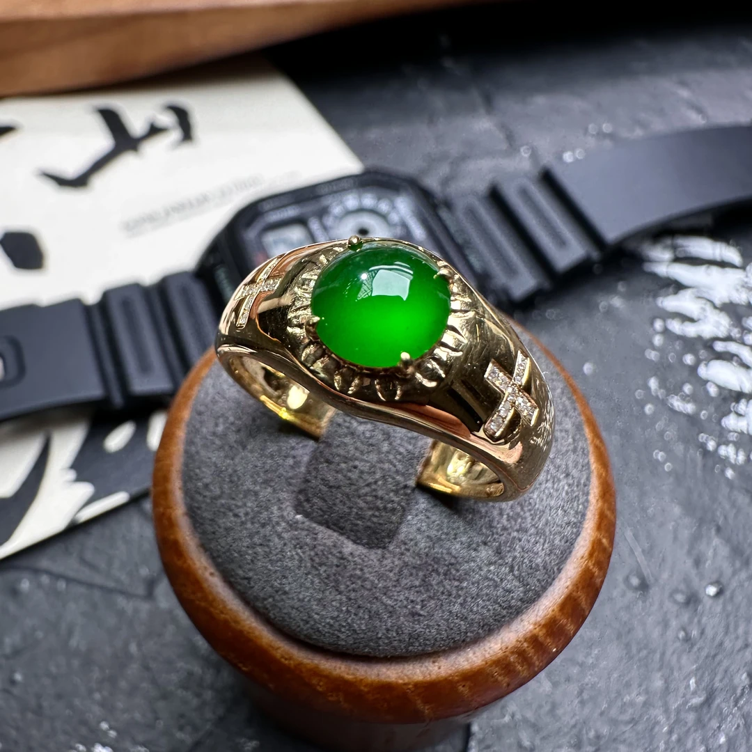 “骑士”Knight 正阳绿18k金戒指 天然缅甸翡翠 贡山商店