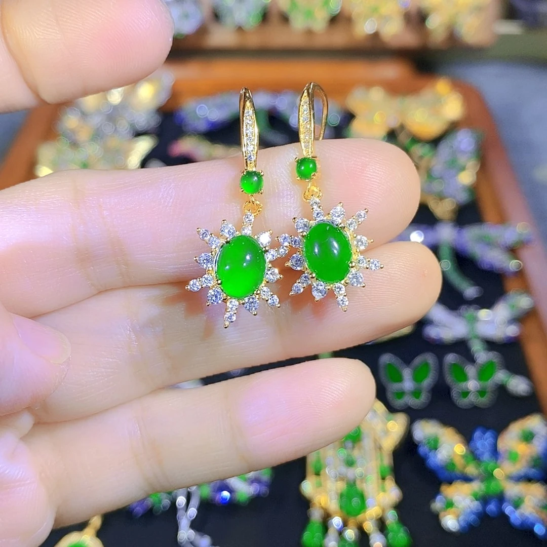 吊坠(不含链)银S925镶嵌翡翠