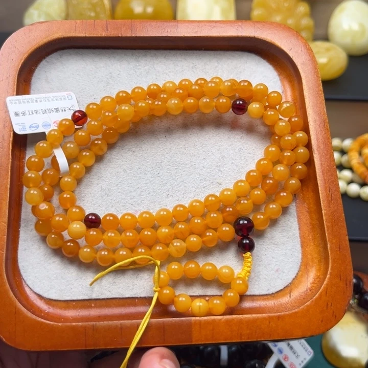 琥珀未镶嵌珠宝奇石M260号6+鸡油红多圈