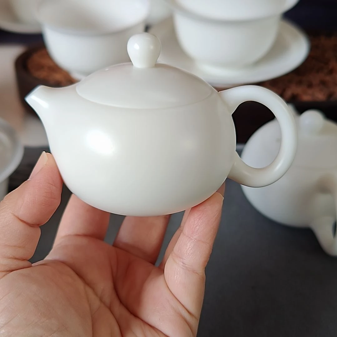 玉脂白素烧100ml迷你西施壶