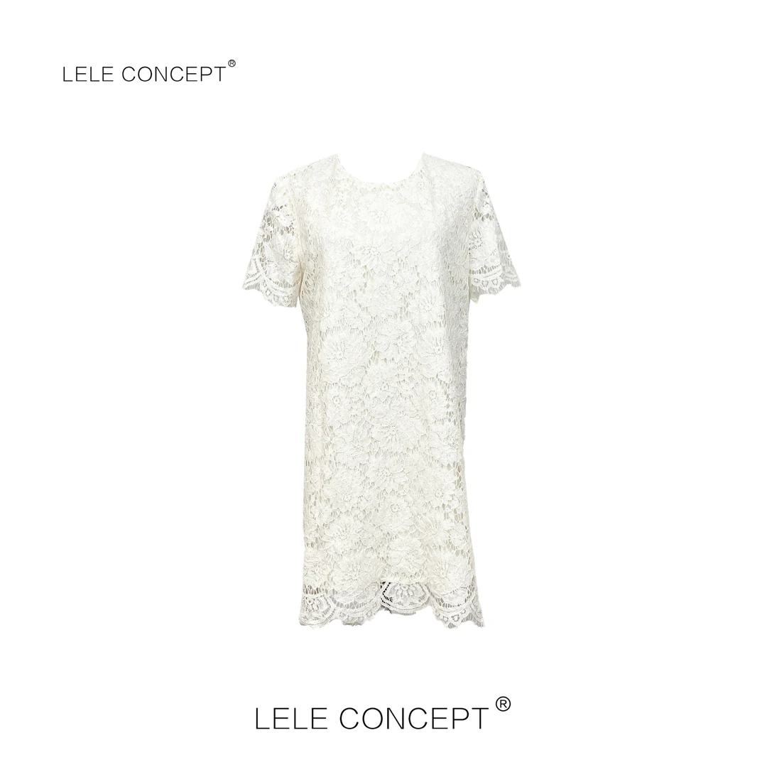 LELE CONCEPT丨蕾丝花半袖连衣裙Q0636