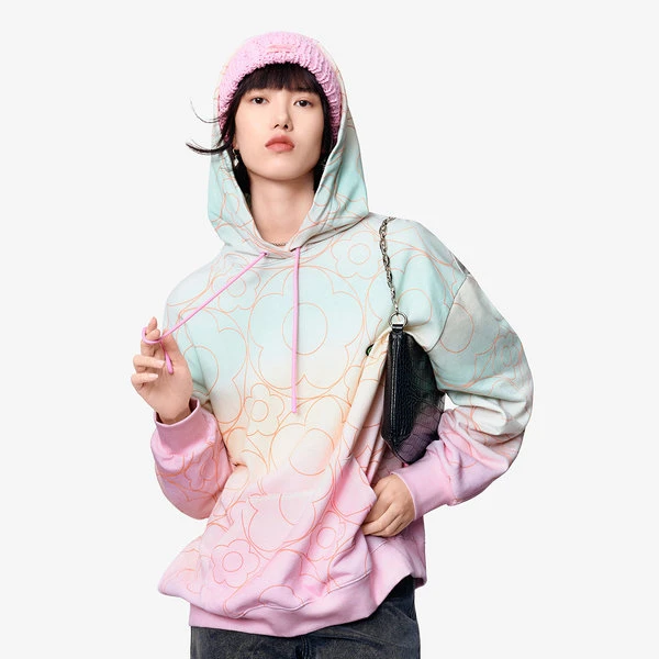 鸟撤柜女装  正品剪牌青仓 L194花花纹样卫衣