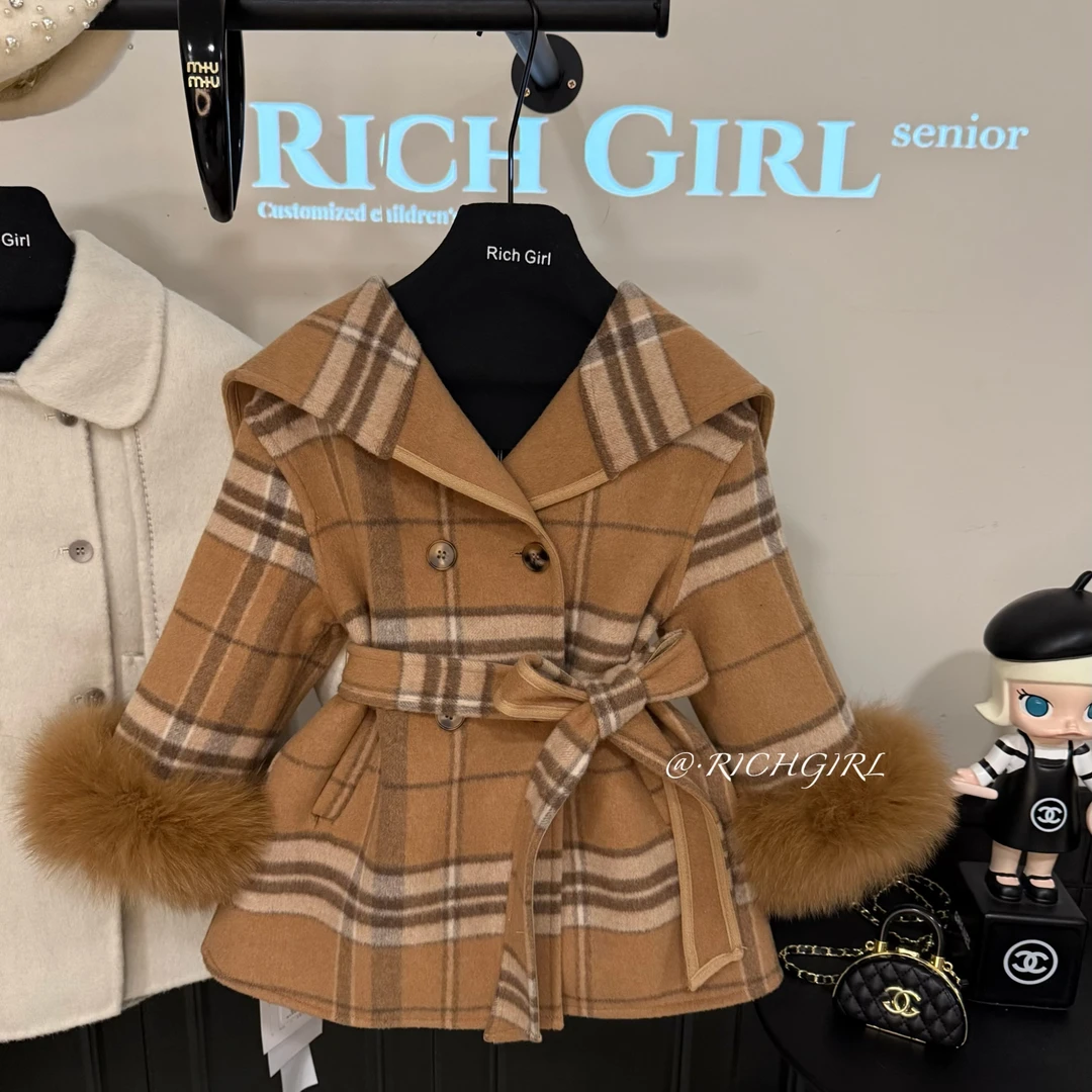 【Richgirl定制】名流邀请函·女童双面羊毛大衣超大狐狸毛手袖可拆
