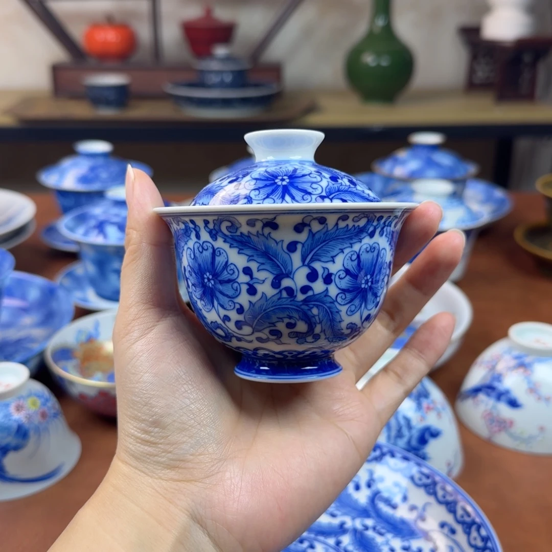 景德镇陶瓷手绘盖碗