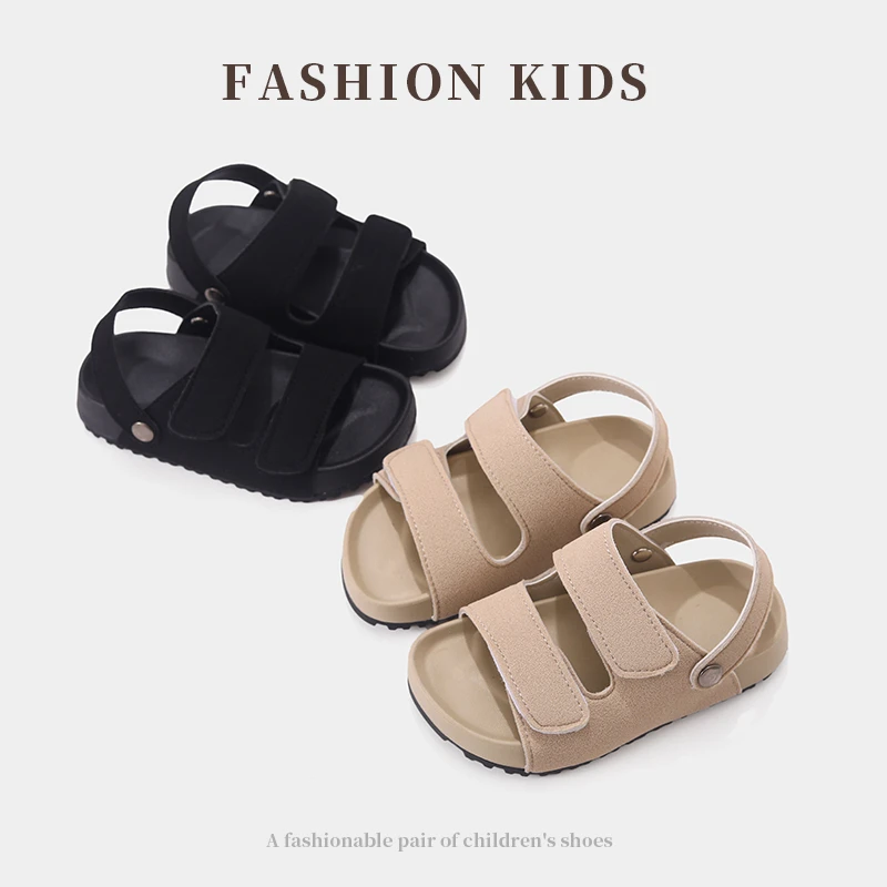 女童凉鞋勃肯鞋2025年夏季新款复古休闲厚底拖鞋外穿森系魔术贴鞋