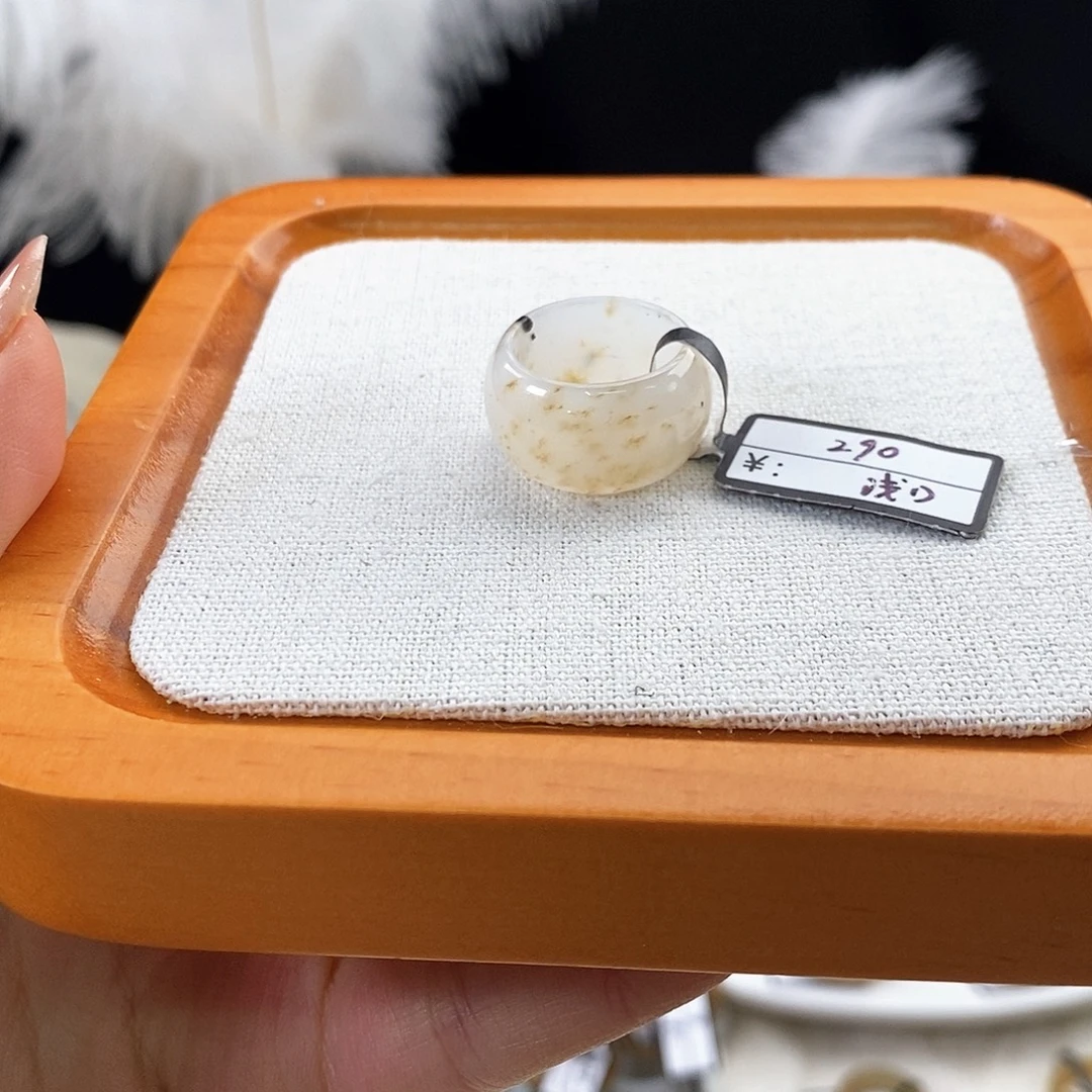 和田玉未镶嵌戒指r55桂花糖墩墩16.2