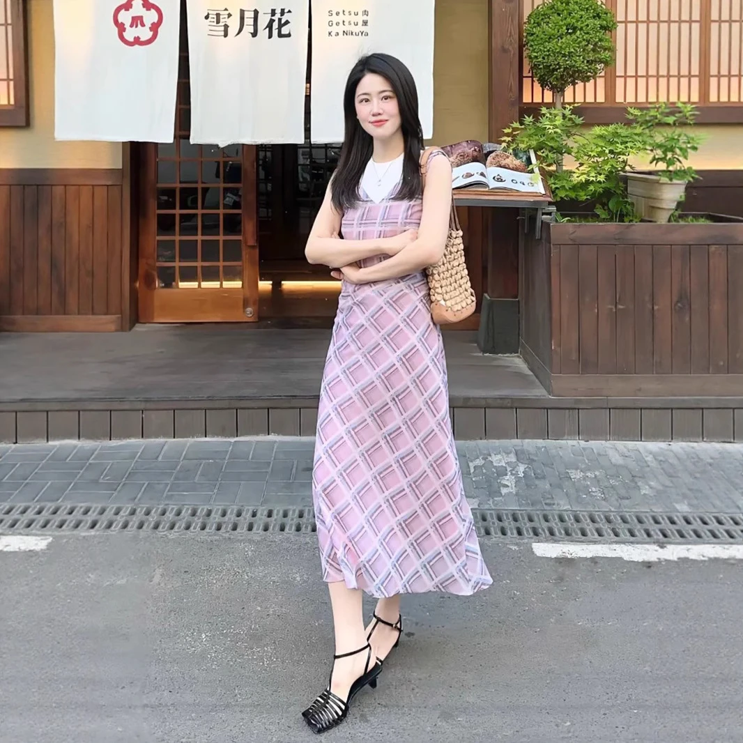 SW扭结肩带收腰气质碎花连衣裙250532