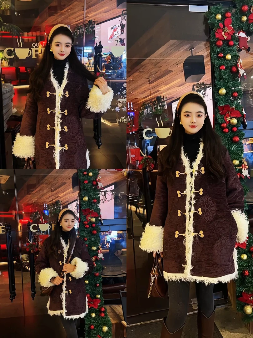 藏式2025年（新品中扣羊羔毛外套）雪尼尔面料。