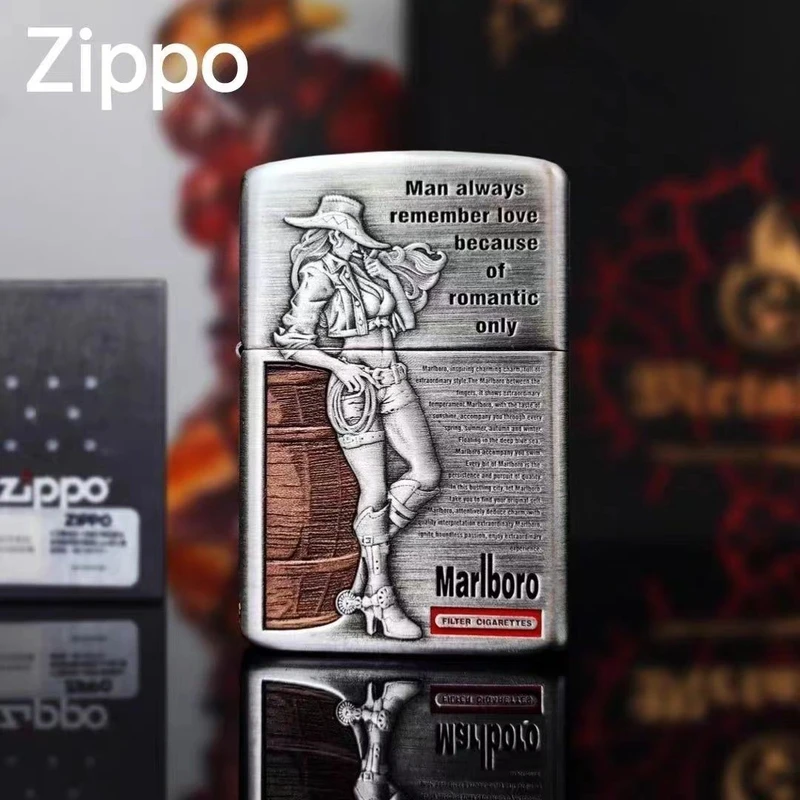 ZIPPO打火机【站姿牛仔女郎】万宝路套壳西部DYJ1