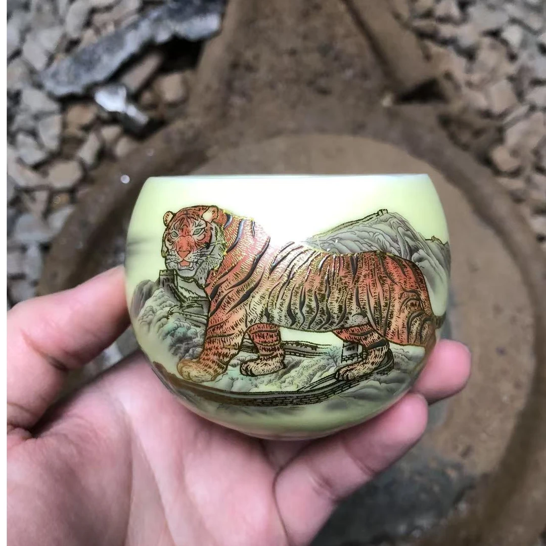 黄龙蛋【虎啸山河】茶杯龙蛋杯生肖杯主人杯茶杯品茗杯