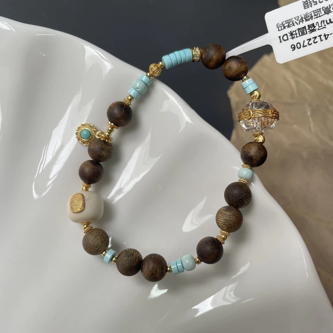 约7mm沉香圆珠DIY高瓷高蓝绿松猛犸配件