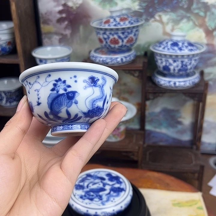 陶杯子鱼藻纹小压手