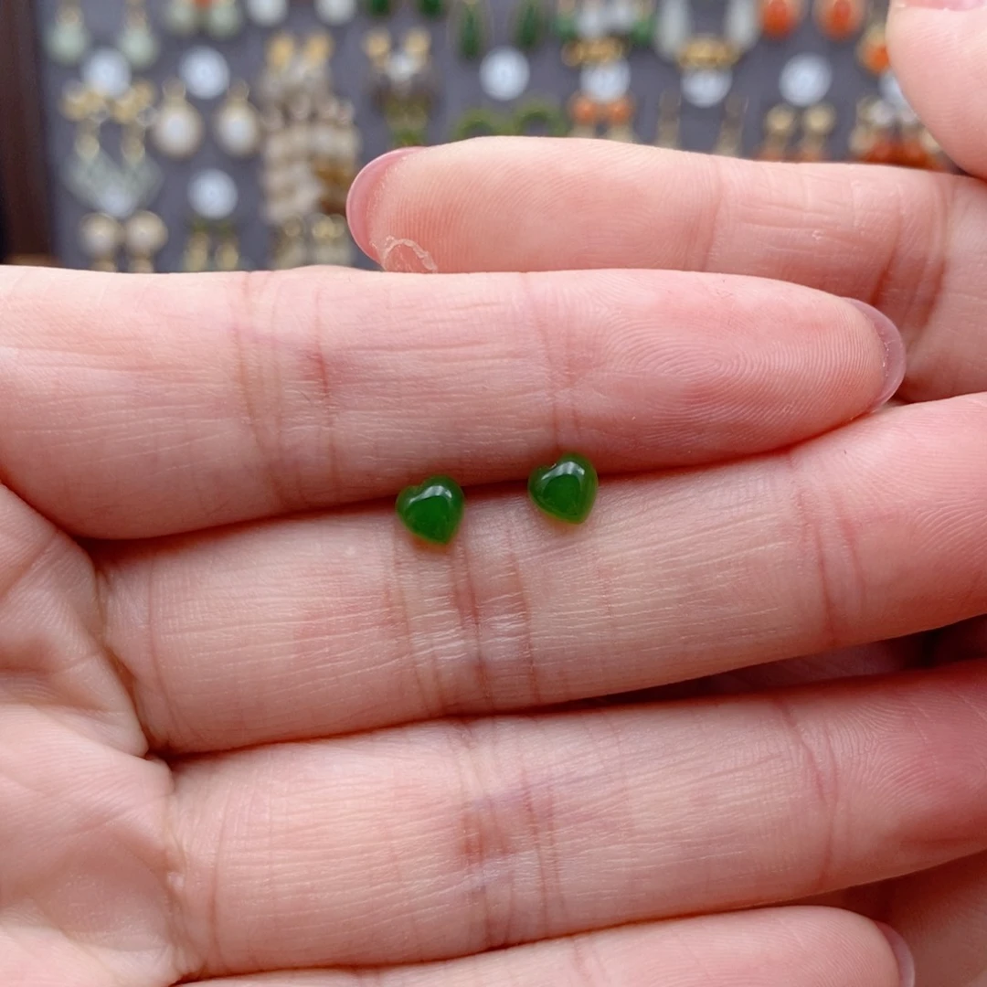 银S925镶嵌和田玉耳饰用****4