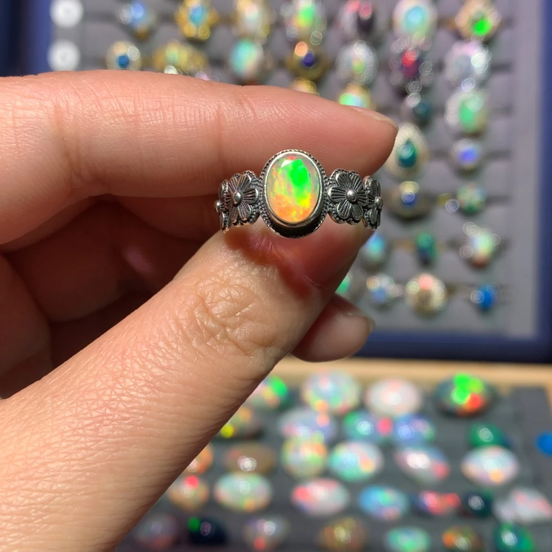 欧泊戒指款式银S925镶嵌