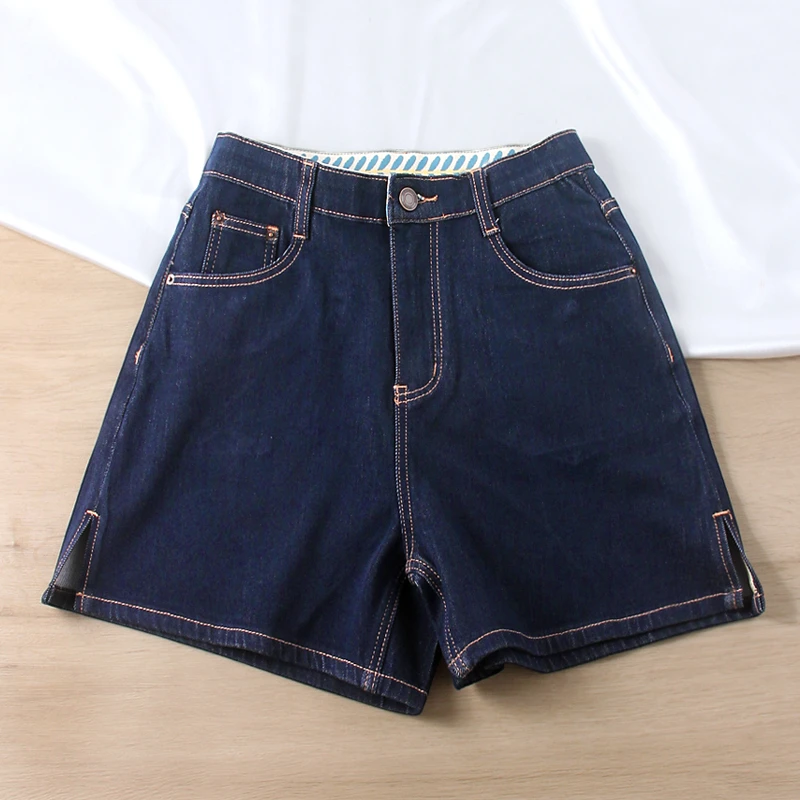 美式高街牛仔短裤女款丹宁蓝色夏季薄款2025高腰宽松a字阔腿热裤