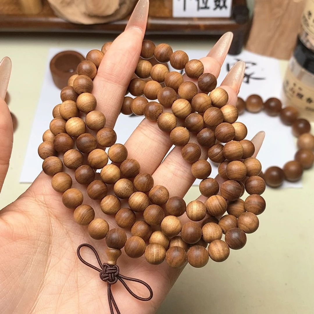 檀香木手串/手链0.8*108土埋料黑肉横纹