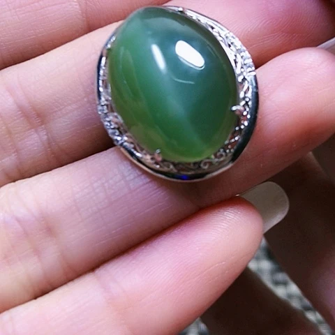 和田玉银S925镶嵌挂件