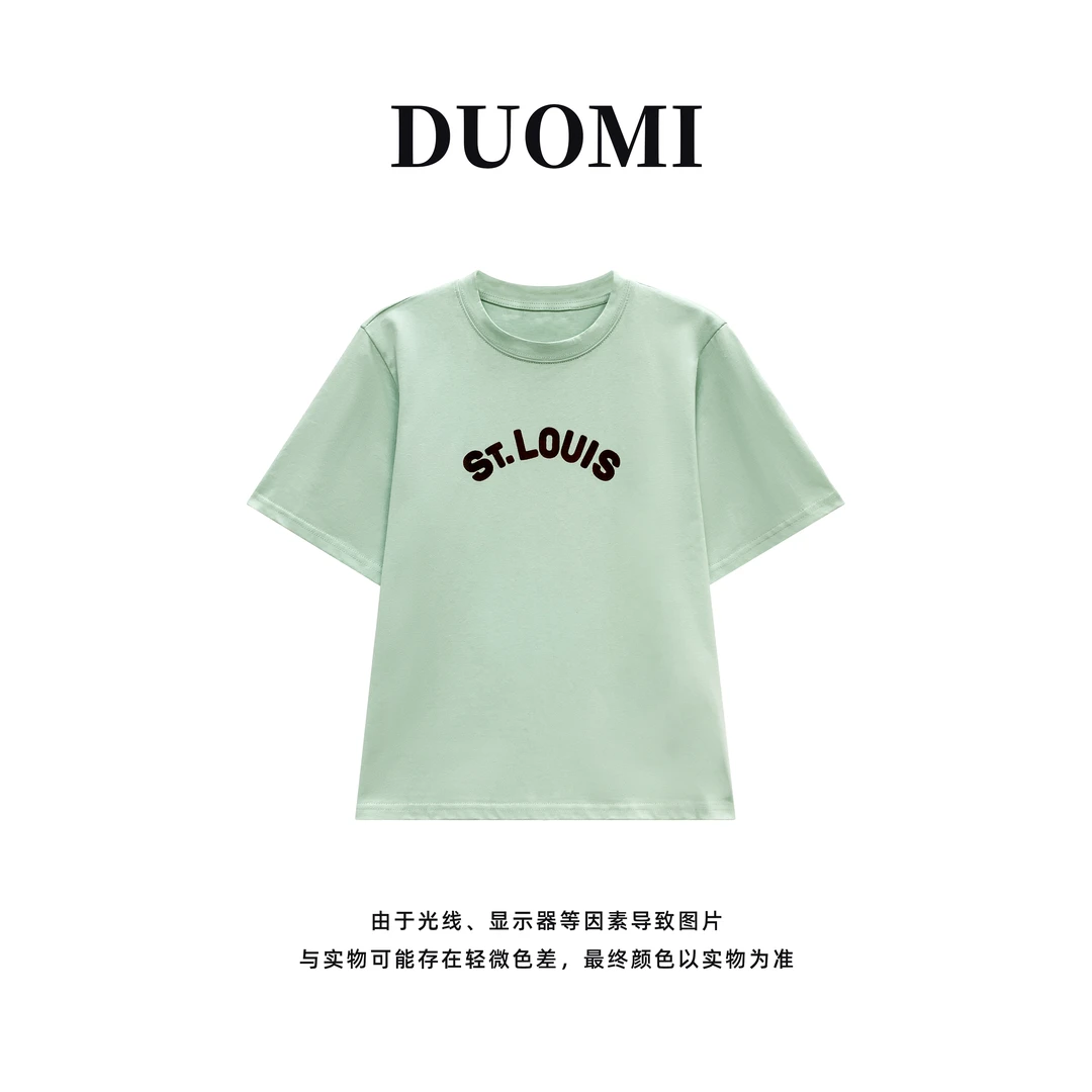 【DUOMI】春季新款百搭时尚韩版小众设计字母印花T恤Q60335