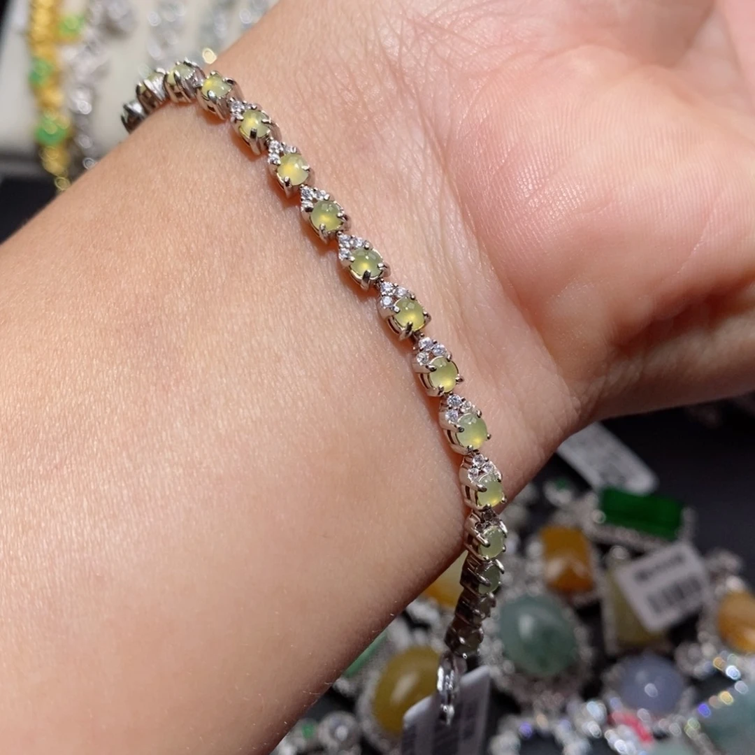 翡翠手链银S925镶嵌j j j j